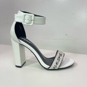 White Ankle Strap Heels